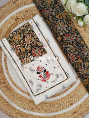KALAMKARI EMBROIDERY WORK UNSTITCHED SALWAR SUIT CREAM