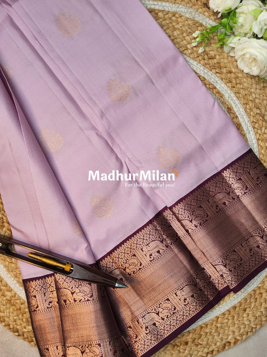 KANCHI BUTTA BORDER SAREE PINK WINE