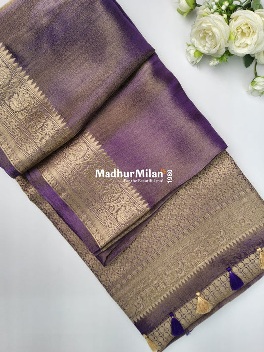 BANARASI TISSUE ORGANZA SAREE PURPLE