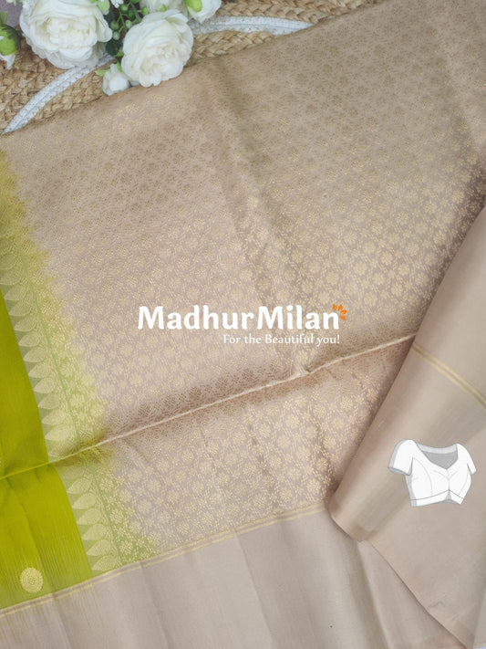 UPPADA SOFT SILK SAREE LIME SMOKE