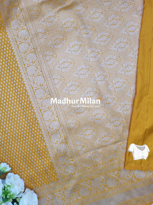 CHARVI BANARASI CREPE SILK SAREE YELLOW