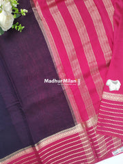 8 LINE BORDER ASSAM SILK SAREE BLACK PINK