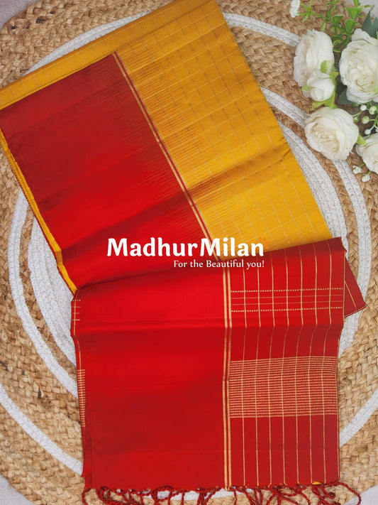 UPPADA SOFT SILK SAREE RED YELLOW