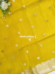 BANARASI BUTTA RUSSIAN CREPE SAREE LEMON YELLOW