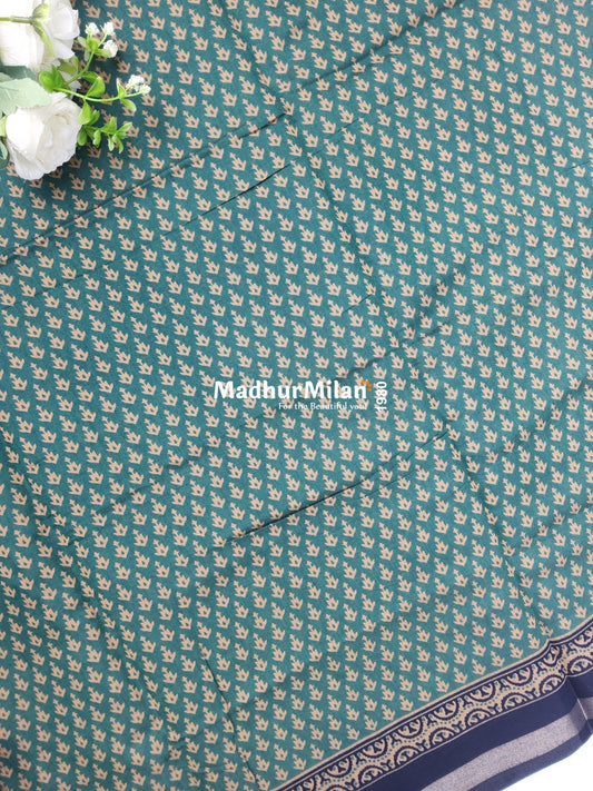 BAGRU PRINT KAJU SILK SAREE RAMA