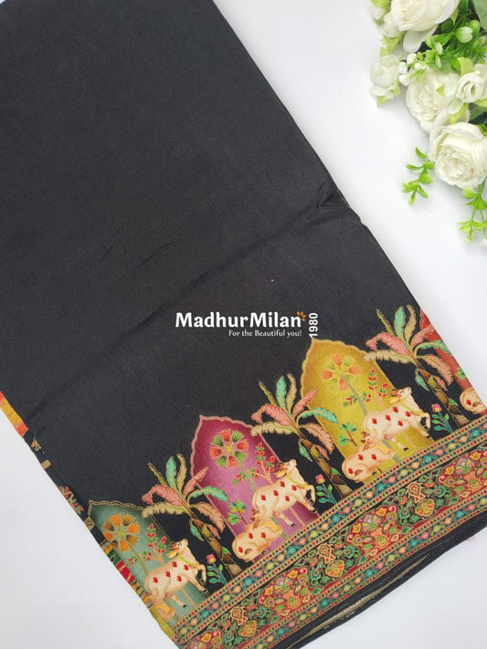 PASHMINA BROCADE SAREE BLACK