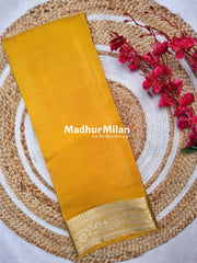 MAYA BANARASI CREPE PLAIN BODY GOLD JARI BORDER SAREE YELLOW