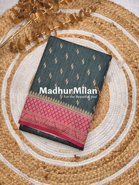 BANARASI COTTON LOOMS DUSTY GREEN PINK