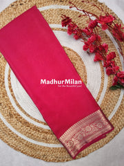 MAYA BANARASI CREPE PLAIN BODY GOLD JARI BORDER SAREE PINK