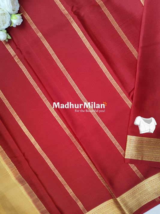 JARI BORDER 3 INCH PURE CREPE SILK SAREE SANDAL RED