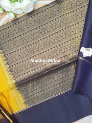 BUTTA BORDER SOFT SILK SAREE YELLOW BROWN