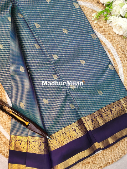 KANCHI CHECKS BUTTA BENTEX BORDER SAREE RAMA PURPLE