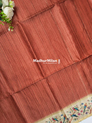 PIN STRIPES DIGITAL SEMI TUSSER SAREE RUST