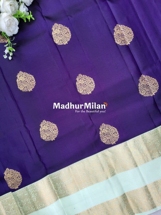 KANCHI BUTTA BENTEX BORDER SAREE VIOLET PISTA