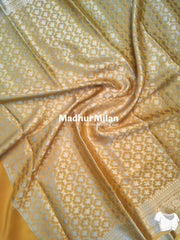 MAYA BANARASI CREPE PLAIN BODY GOLD JARI BORDER SAREE YELLOW