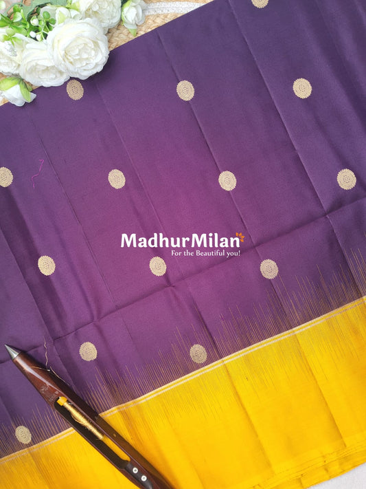 BUTTA BORDER SOFT SILK SAREE PURPLE YELLOW