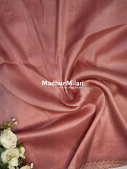 FLORAL EMBROIDERY TISSUE ORGANZA SAREE DUSTY PEACH