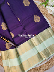 KANCHI BUTTA BENTEX BORDER SAREE VIOLET PISTA