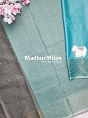 RUBY TUSSER SILK SAREE DUSTY DEEP GREY RAMA