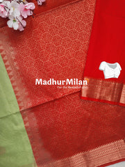 KOVAI SILK COTTON SAREE PISTA RED