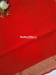 BANARASI BAMBO0 RAW SILK SAREE RED