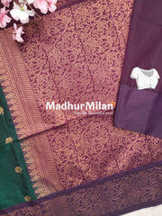 KOVAI SILK COTTON SAREE GREEN WINE BORDER