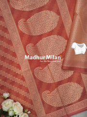 SWISS COTTON SAREE ORANGE