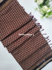 BAGRU PRINT KAJU SILK SAREE BROWN