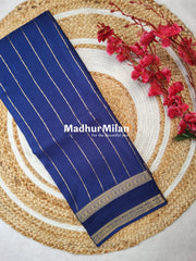 MAYRA BANARASI CREPE BENTEX BORDER GOLD JARI SAREE ROYAL BLUE