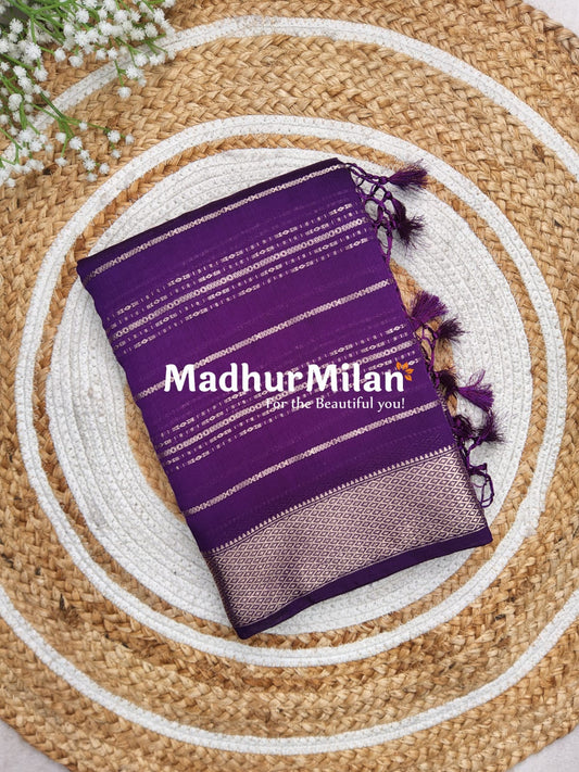 ASSAM SILK STRIPES SAREE PURPLE
