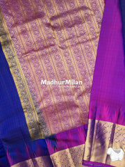 CHECKS TEMPLE JARI BORDER SAREE SAPPHIRE PURPLE