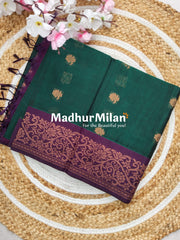 KOVAI SILK COTTON SAREE GREEN WINE BORDER