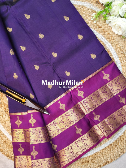 KANCHI BUTTA BENTEX BORDER SAREE PUPLE PINK