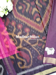 RUBY SILK POCHAMPALLY SAREE PINK BROWN