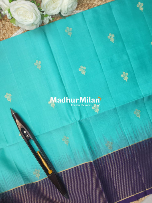 STRIPES BORDER BUTTA SOFT SILK SAREE RAMA WINE