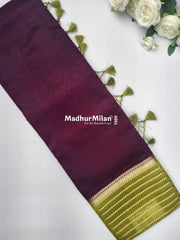 8 LINE BORDER ASSAM SILK SAREE WINE GREEN