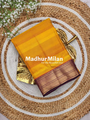 KANCHI STRIPE LINES SAREE YELLOW WINE