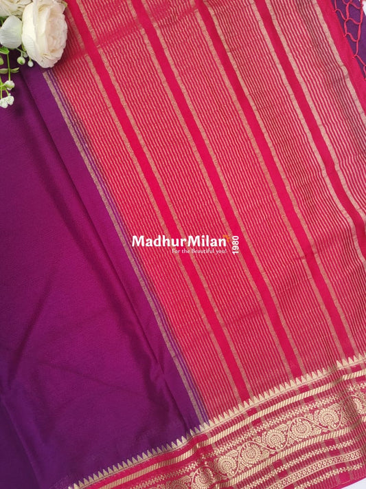 SEMI CREPE SILK SAREE PURPLE PINK