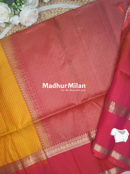 UPPADA SOFT SILK SAREE GOLDEN YELLOW PEACH