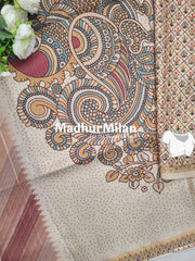 SEMI TUSSAR KALAMKARI PALLU SAREE ROSE BROWN