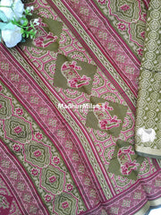 AJRAK PRINT KAJU SILK SAREE MAROON