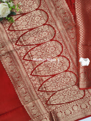BANARASI RUSSIAN CREPE SAREE RED