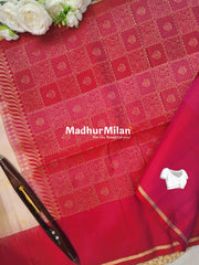 SELF CHECKS BUTTA SOFT SILK SAREE BEIGE PINK