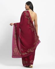 Empress Embroidered Saree Red