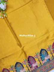 PASHMINA BROCADE SAREE YELLOW