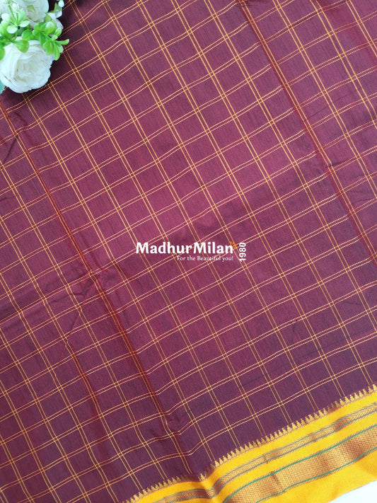 ILKAL BOX CHECKS SAREE RUST