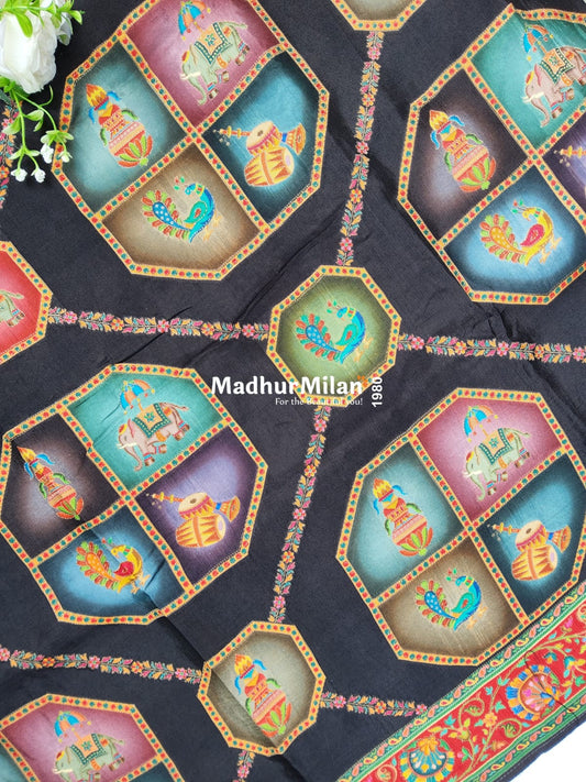 PASHMINA BROCADE SAREE BLACK