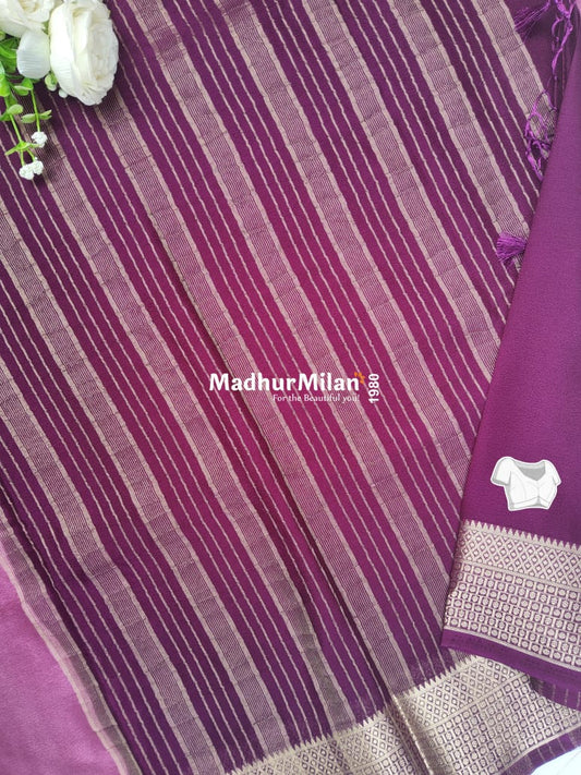 SEMI CREPE SILK SAREE ONION PURPLE