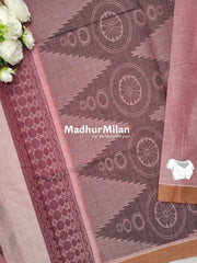 SUTI PIN STRIPES BORDER COTTON SAREE PINK