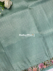 SOFT SILK EMBROIDERY WORK SAREE SAGE GREEN